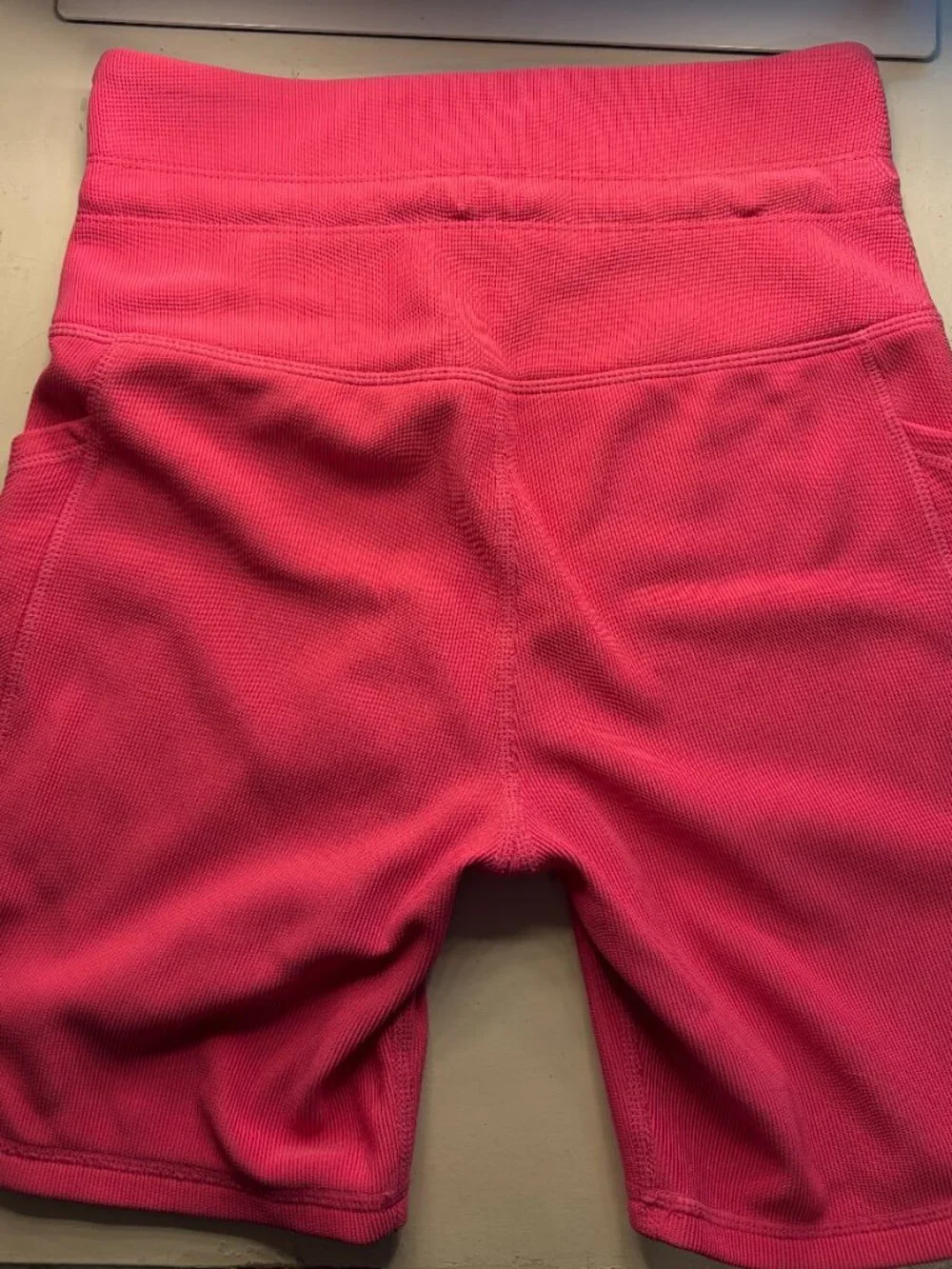 Move Theology Ribbed Bike Short Set Hot Pink Activewear 2-Piece